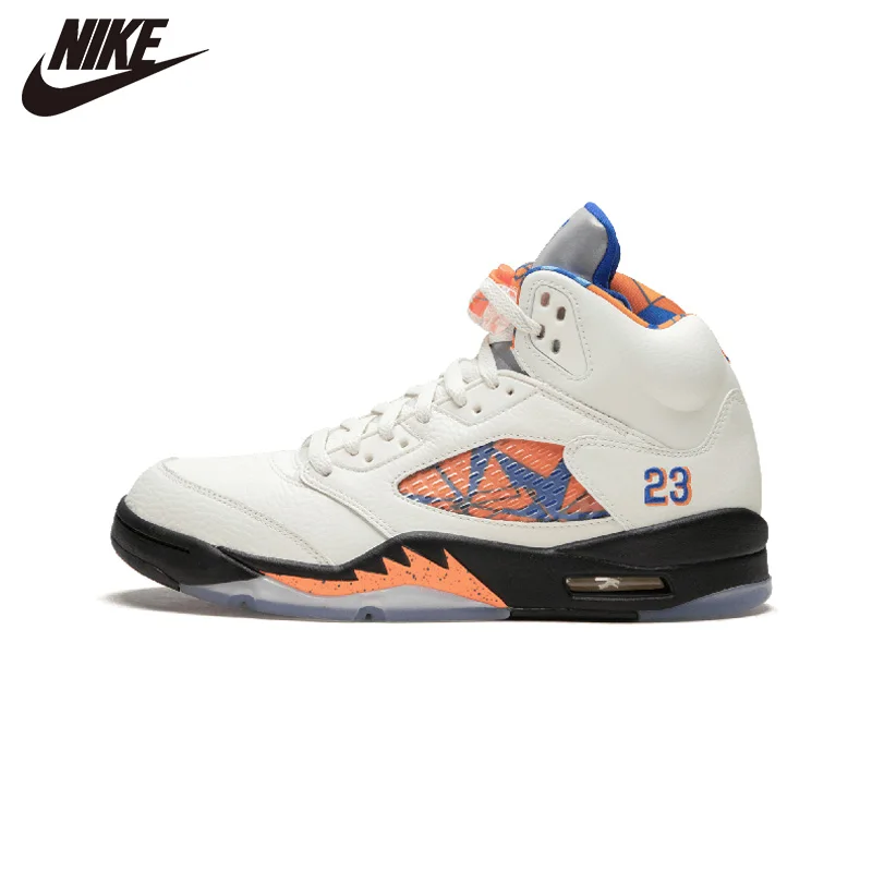

Original Air Jordan 5 Retro aj5 international flight Knicks Blue Orange Women basketball shoes 136027-148