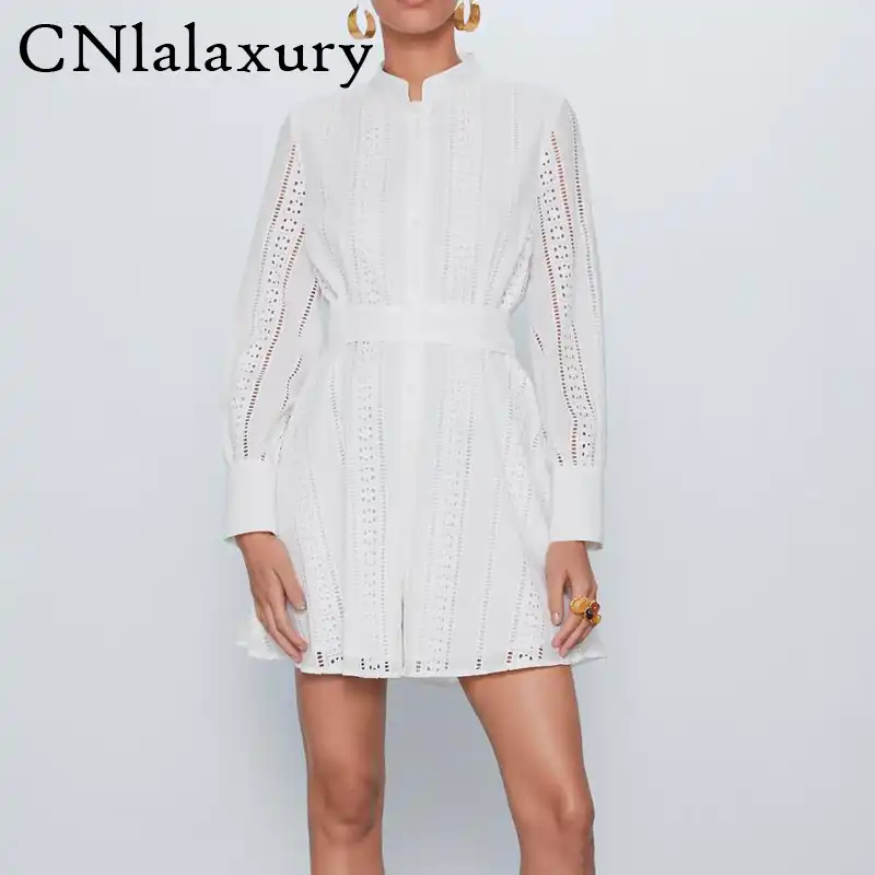 white embroidered shirt dress