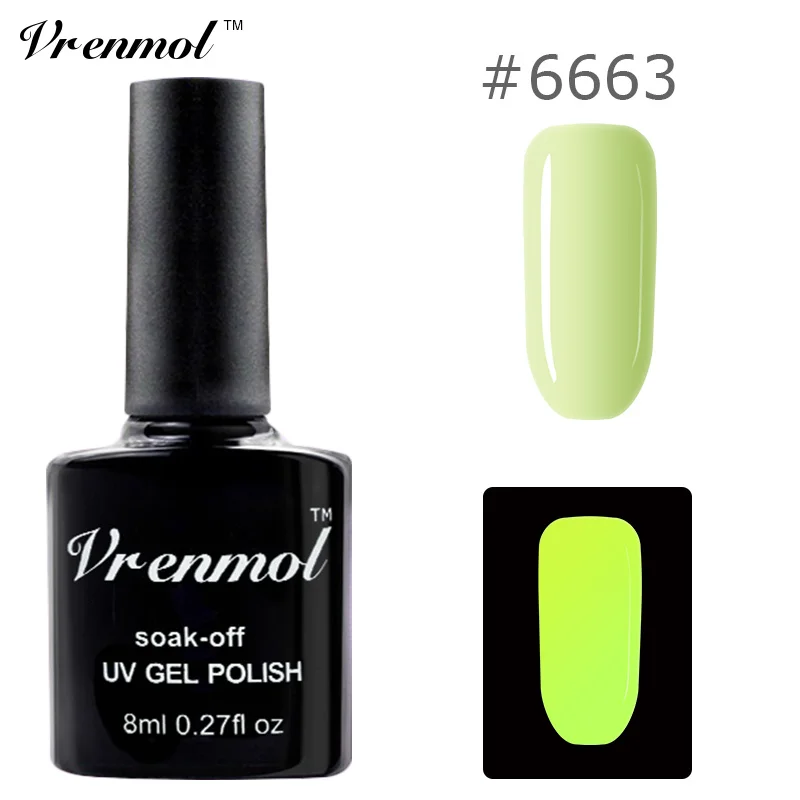 Vrenmol 1 шт светится в темноте гель лак УФ-гель для ногтей Esmalte для ногтей флуоресцентный светящийся разноцветный неоновый гель лак - Цвет: 6663