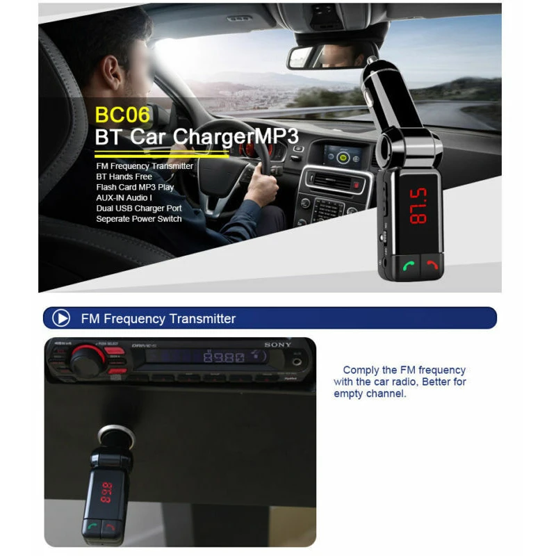 ЖК-автомобильный комплект Bluetooth fm-передатчик MP3-плеер 3,5 мм Aux USB зарядное устройство для устройства Handsfree изготовлен из высококачественного материала, прочный