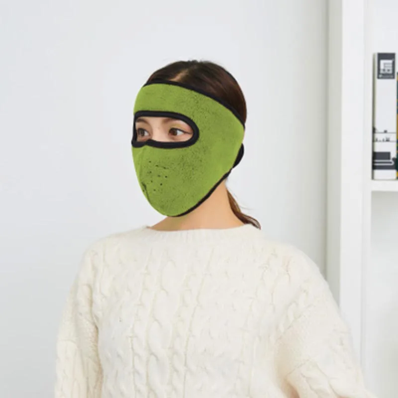 green Полная маска для защиты лица мотоцикл Балаклава теплая ветрозащитная дышащая велосипедная Лыжная Байкерская Защитная Зимняя Маска для женщин и мужчин - Цвет: green
