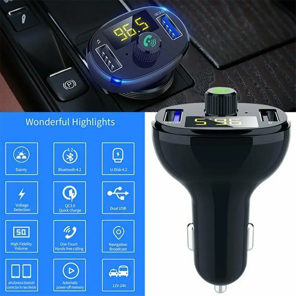 Автомобильный комплект QC3.0 USB зарядное устройство музыкальный радио Bluetooth приемник fm-передатчик модулятор Handsfree MP3 плеер