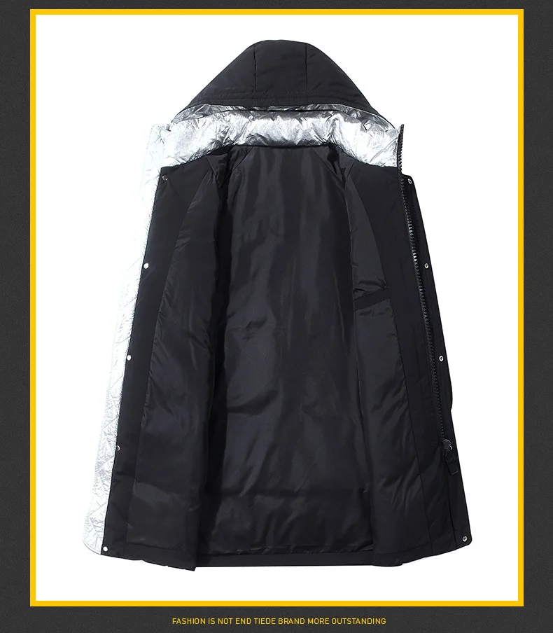 Down Jacket Men's Mid-length Popular Brand White Duck down Fashion Hooded Coat New Style Couples Thick Warm Overcoat