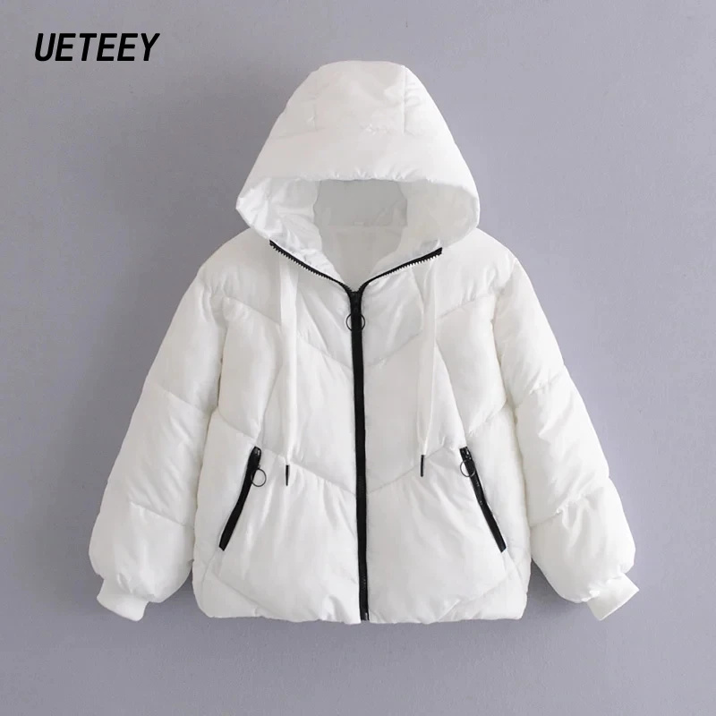

Winter Za Women's Parkas Jackets Hoodies Coats Zipper Warm Coat Female Oversize Jacket Thick White Outerwear 2020 Solid Overcoat