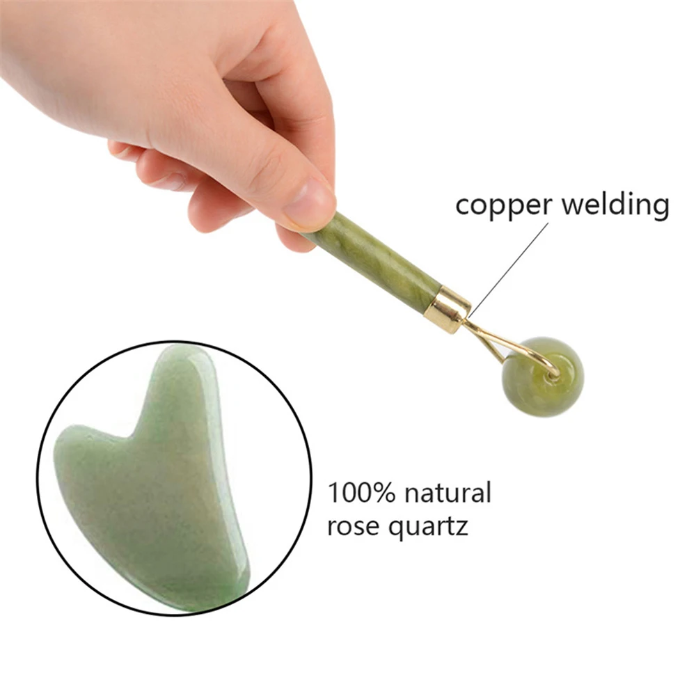 Массажер для лица levage de visage masseur rouleau de Quartz Rose minceur naturel Jade rouleau de Massage du visage pierre Massage