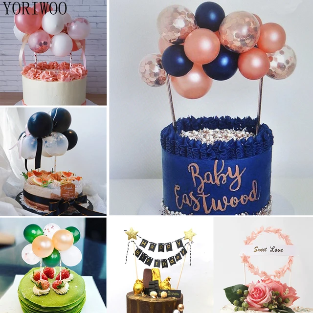 Décorations de gâteaux d'anniversaire Joyeux anniversaire Gâteau Toppers pour  garçon Hommes Filles Femmes Enfants Étoile Bleue Cupcake Décoration Baby  Shower Party Argent