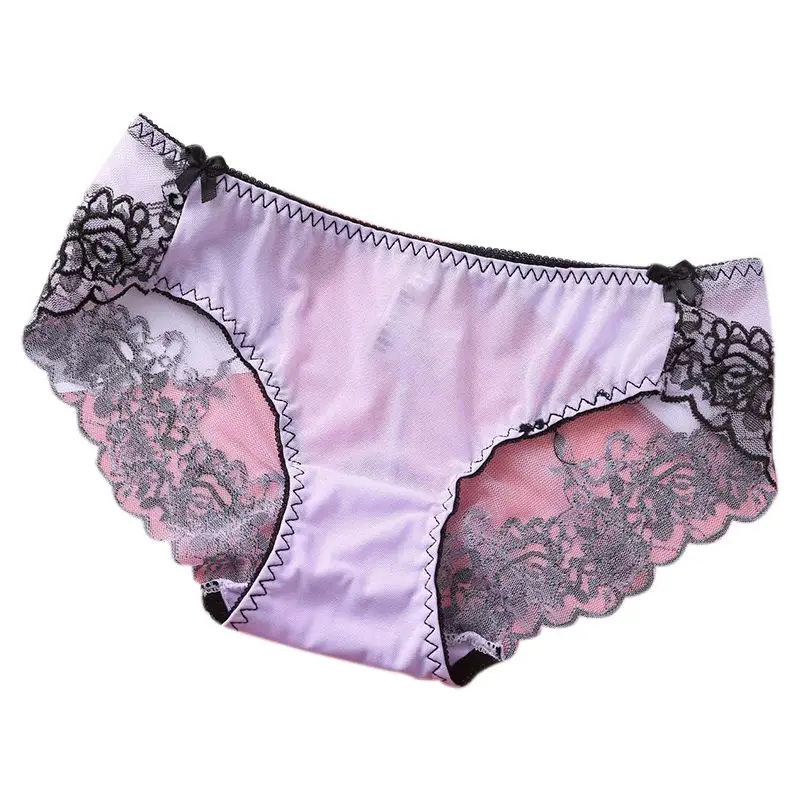 light violet Новое сексуальное модное нижнее белье женские нежные вышивка с низкой талией штаны с потертостями Чистый хлопок промежность кружева нижнее белье для женщин - Цвет: light violet