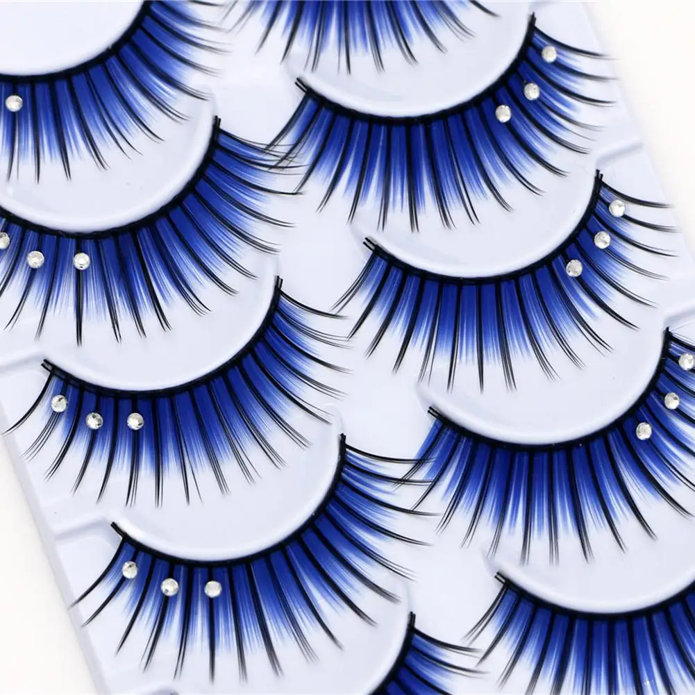 

5 Pairs Dual Colors Glitter Rhinestones Artificial Eyelashes Party Makeup Tool