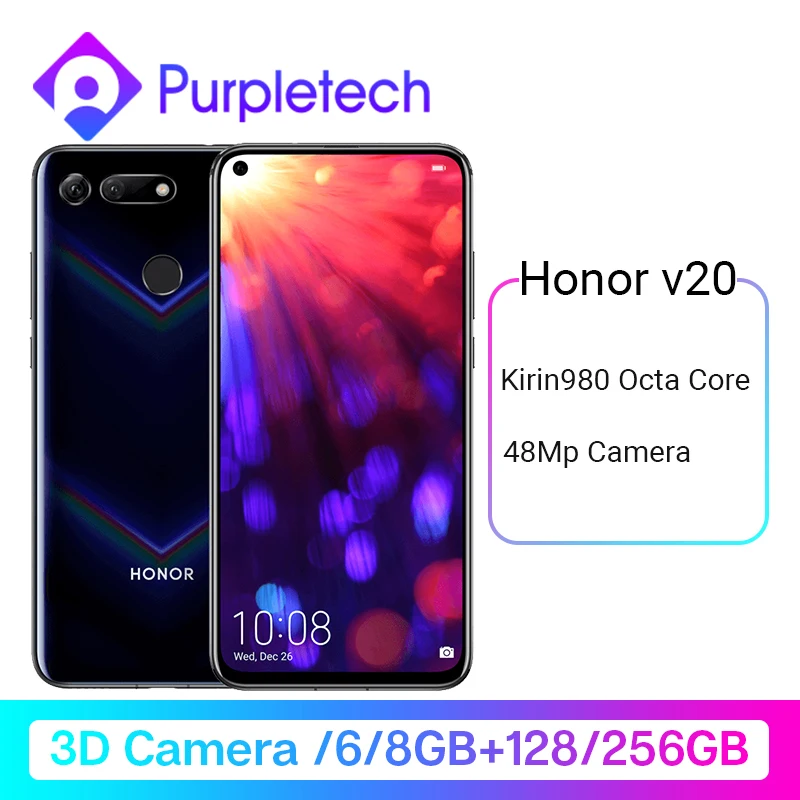 Смартфон HONOR V20 View 20, Android kirin 980, четыре ядра, 9,0, 6 ГБ/8 ГБ ram, 128 ГБ/256 ГБ rom, быстрая зарядка, 6,4 дюймов, NFC телефон