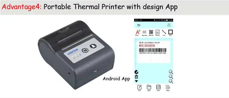 Принтер этикеток Mini 58 мм Stircker Печать Usb Bluetooth интерфейс Поддержка Ipad для ПК ios Android