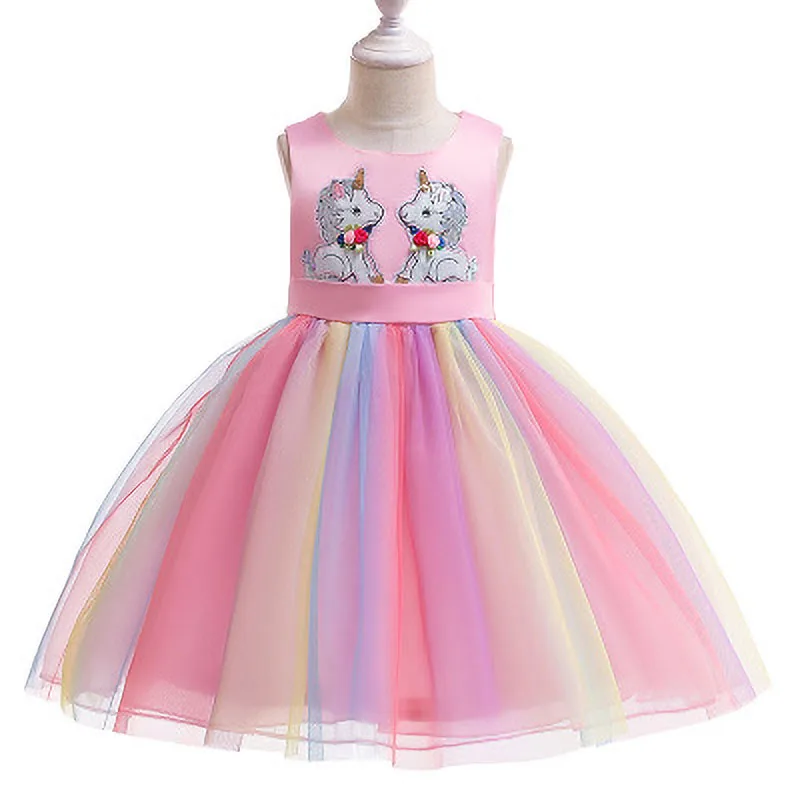

European and American new dress girls princess dress Unicorn party children's clothing