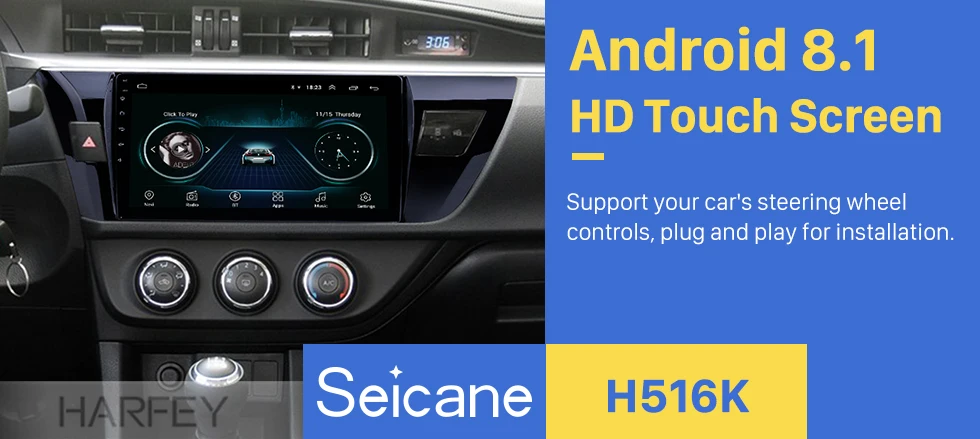 Harfey 2Din 10," HD Автомобильный Стерео gps 1+ 16 Гб Navi Android 8,1 радио для Toyota Corolla 2013 мультимедийный плеер головное устройство