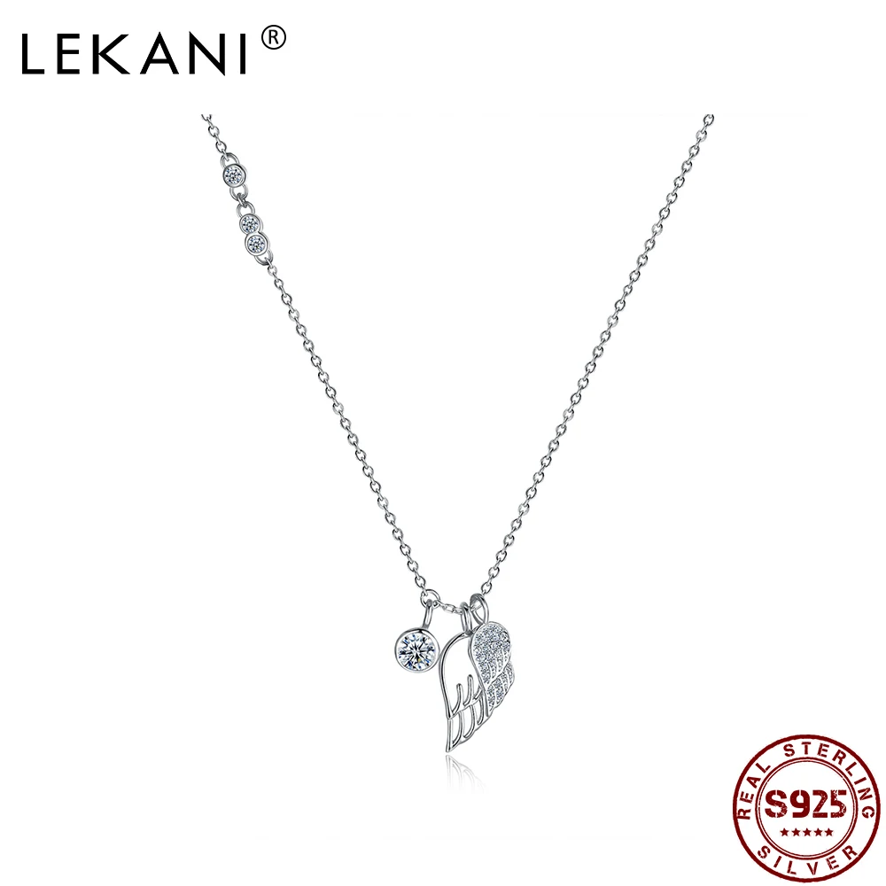 

LEKANI Fashion Creative Wing Necklace 925 Sterling Silver Women's Necklace Light Luxury Jewelry to Send Friends Wedding Gifts