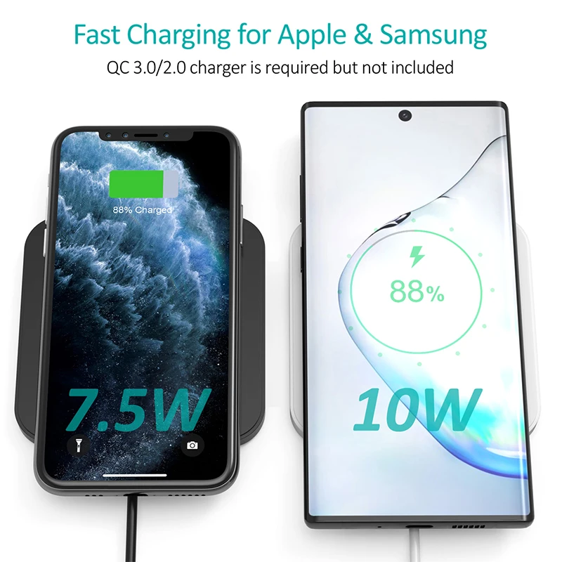 CHOETECH Беспроводное зарядное устройство для samsung S10 S9 S8 Note 10 9 10 Вт быстрая Беспроводная зарядная подставка для iPhone 11 Xs Max Xr X 8 8 Plus