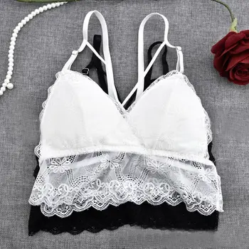 

Newest Women Sexy 3/4 Cup Underwear Lace Bralette Wireless Bra Backless Padded Brassiere