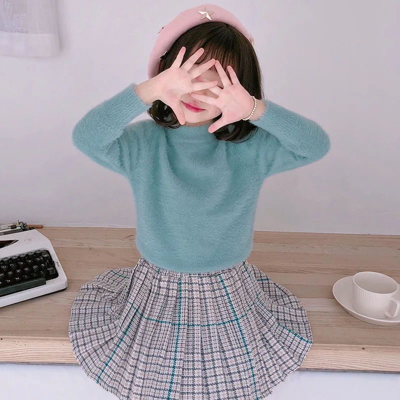 

2019 Autumn And Winter New Products Faux Mink Cashmere Half-Turtle-Neck Thick Sweater Childrenswear Girls Bottoming Shirts BOY'S