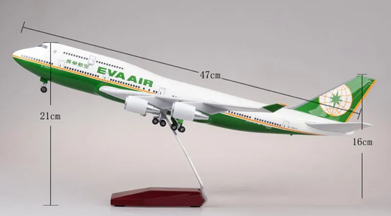 Novel 1/150 масштаб 47 см самолет Boeing B747 самолет тайваньский EVA авиакомпания Модель W светильник и колесо литой пластмассовый полимерный самолет