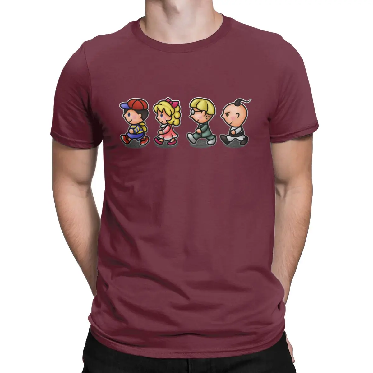 Мужские футболки Earthbound, для мальчиков, для мамы, для ролевых игр, хлопок, одежда, Ретро стиль, короткий рукав, вырез лодочкой, футболка, 4XL, 5XL, 6XL, футболки - Цвет: Бургундия