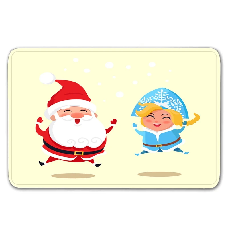 6 Merry Рождественский коврик Снегурочка старый человек фланелевый с принтом Коврик для пола Санта Клаус нескользящий коврик Рождественский домашний Декор дверной коврик - Цвет: 6