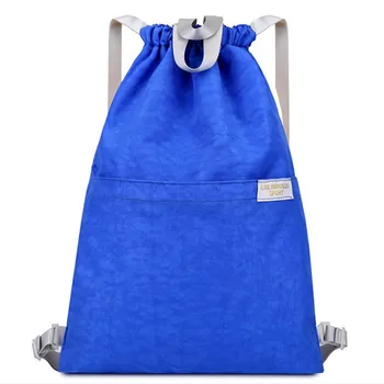 

Solid color Nylon Drawstring Backpack School Gym Drawstring Bag Storage Pack Rucksack Pouch High-Capacity Outdoor Folded Bag