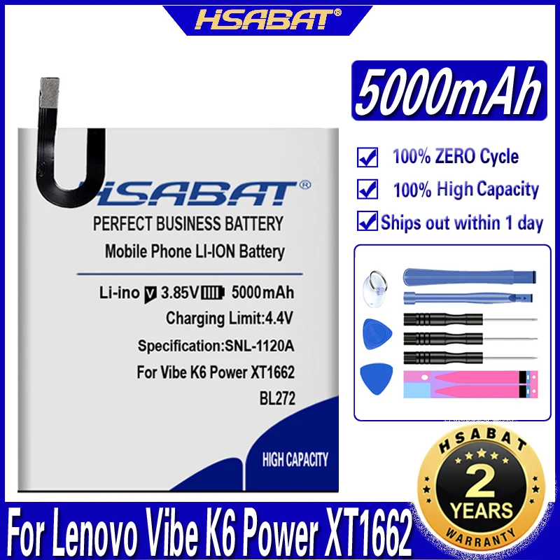 Аккумулятор HSABAT 5000 мАч BL272 для Lenovo Vibe K6 Power K33A42 XT1662|Аккумуляторы мобильных