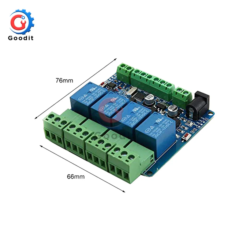 Modbus Rtu 4 канала 12 В релейный модуль переключатель вход/выход RS485/ttl интерфейс связи реле 4 индикатор реле доска