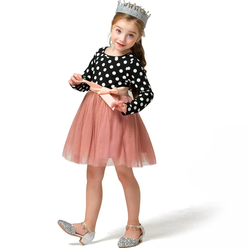 Весенне-Осенняя детская одежда с длинными рукавами для девочек повседневное школьное платье для девочек, маленькое детское платье-пачка, Детская праздничная одежда для девочек