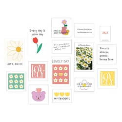 Carte postale de dessin animé coréen Ins, ours marguerite fleur, carte décorative, décoration de maison, Mini affiche Kawaii, autocollant mural de fond Diy bricolage, 15 feuilles 