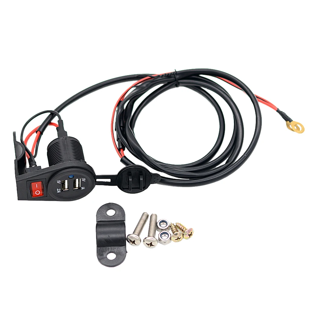 12-24V 3.1A Автомобиль Мотоцикл двойной USB 2 порта зарядное устройство адаптер с выключателем