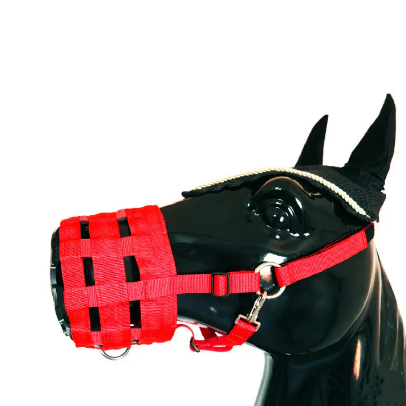 L/M/S маска на пояс с защитой от укуса, комфортная тканая маска на пояс, износостойкая, не поедающая, аксессуары для лошадей - Цвет: Red-L