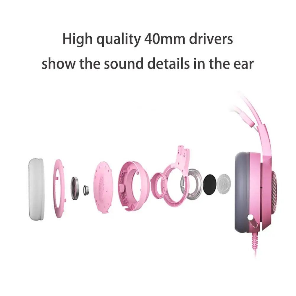 SOMIC G951s PS4 Pink Cat Ear Noise Cancelling Headphones 3 5mm Plug Girl Kids Gaming Headset with Microphone for Phone