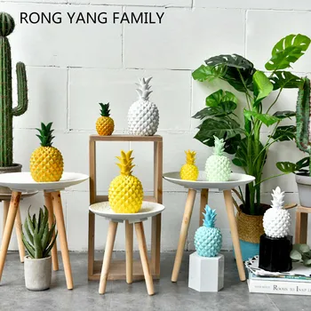 

Hot Nordic Pastoral Pineapple Resin Sculpture Fashion Minimalist Home Restaurant Bar Wedding Decoration Ornament Fruit Model