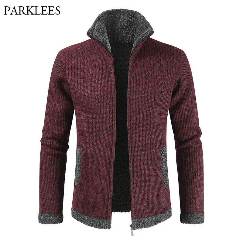 Mens Zipper Velvet Sweater Coat 2020 Winter Wark Thicken Cardigan Sweaters Men Casual Slim Fit Stand Collar Knitting Pull Homme Mens Zipper Velvet Sweater Coat 2020 Winter Wark Thicken Cardigan Sweaters Men Casual Slim Fit Stand Collar Knitting Pull Homme
