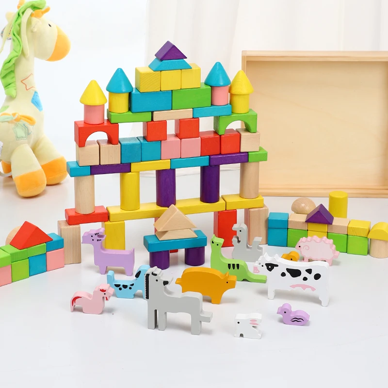 

Children's building blocks toys wooden assembly building blocks animal baby 2-6 years old intelligence toys