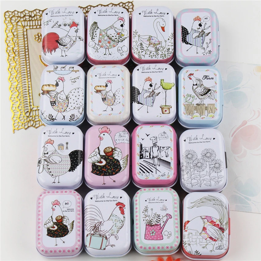 32Pieces/lot Tin Box Holiday Pattern Small Jewelry Needle Storage Boxes House Decoration Collectables Display images - 6