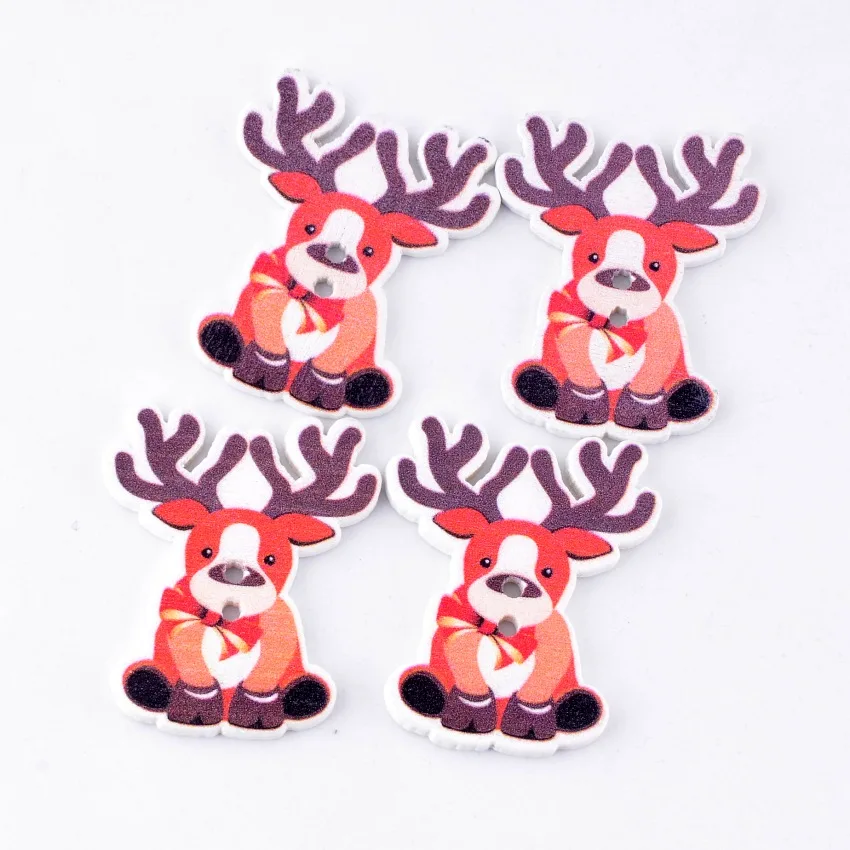 10PCS 29x35mm 10-50 шт. Рождественские декоративные кнопки деревянные швейные кнопки для скрапбукинга - Цвет: 10PCS 29x35mm