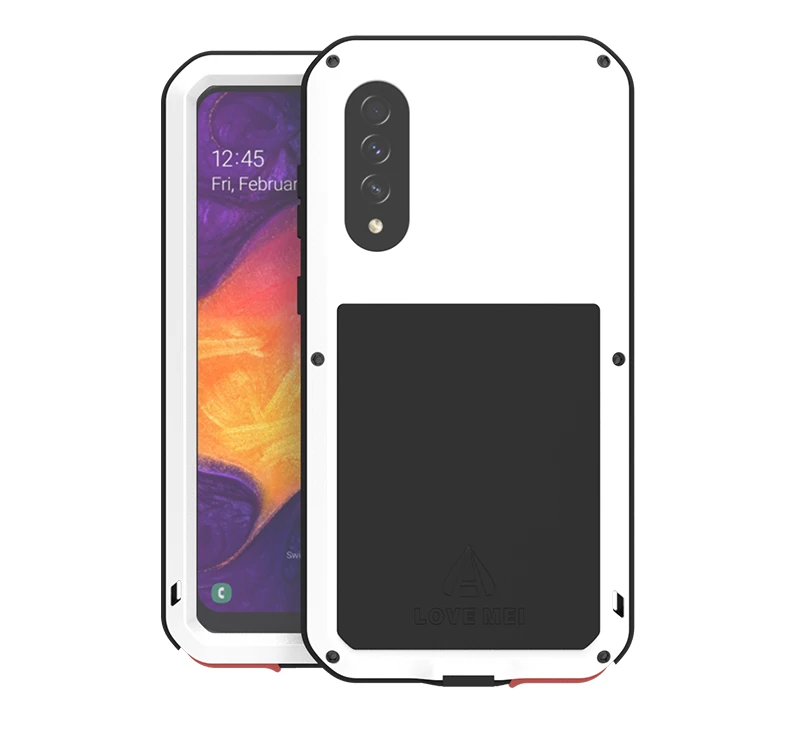 Мощный металлический защитный чехол для samsung Galaxy A70 A70S A50 A50S A90 5G A40 A30 A20 противоударный чехол из прозрачного стекла - Цвет: white