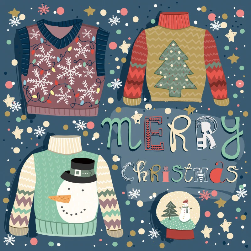 Laeacco Baby Cartoon Merry Christmas Ugly Sweater Party Snowman Poster Kid Photo Background Photographic Backdrop Photocall | Электроника