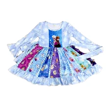 Зимнее платье с длинными рукавами и поясом для девочек; милое платье с рисунком