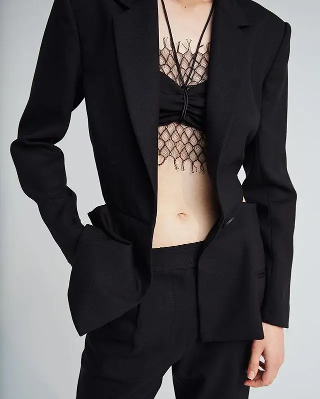 Новинка осени 2019FW, женский шерстяной Блейзер высокого качества, пальто, женская тонкая куртка с открытой спиной и бантом, верхняя одежда, 2 цвета, ddxgz2 9,11