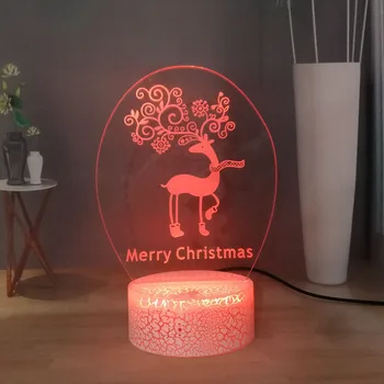 

Lovely Santa's Reindeer 3D Night Lamp Christmas Holiday LED Night Light Smart Touch Home Desk Lamp Child Room Remote Night Lamp