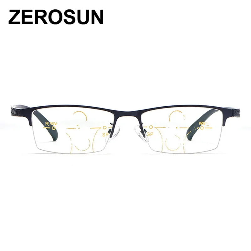Zerosun, прогрессивные очки для чтения, мужские, Мультифокальные, для чтения, дальнозоркости, диоптрий, добавить для дальних близкого двойного видения, блокирующий синий светильник