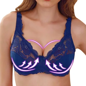 

2020 Women's thin Bra Full Coverage Sexy Soft Underwire Lace Padded Brassiere Women Bra Plus Size C D