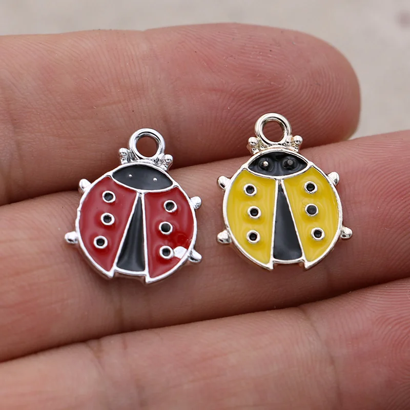 8 шт. эмалированные посеребренные Подвески божья коровка подвеска для женского