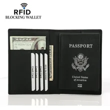 RFID Блокировка бумажник для паспорта из натуральной кожи Обложка для паспорта кредитный банк ID карта чехол держатель для билетов органайзер для мужчин и мужчин