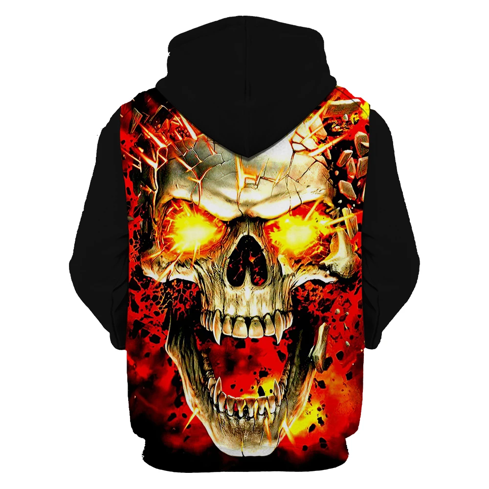 Showtly Horro Skull Mens Hoodies Jack Skellington Halloween Costumes Casual Anti Social Club Man Streetwear