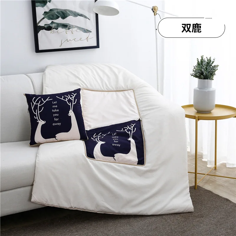 SB cotton cartoon quilt blanket portable foldable square throw pillow home office car air conditioning quilt Cartoon pillow