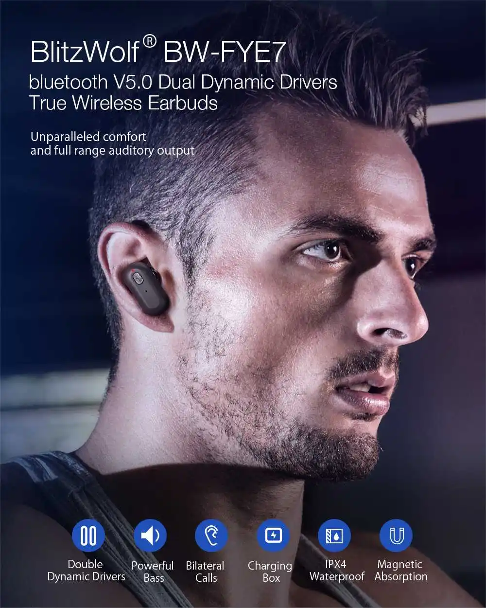 [Двойной Динамический драйвер] Blitzwolf BW-FYE7 TWS Bluetooth 5,0 наушники-вкладыши бас стерео двусторонние звонки наушники с зарядным устройством