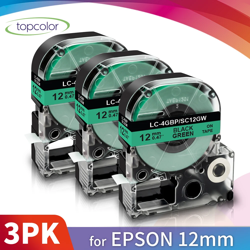 Topcolor 3PK SC12GW 12 мм лента принтера заменить King Джим Epson этикетировщик Labller черного