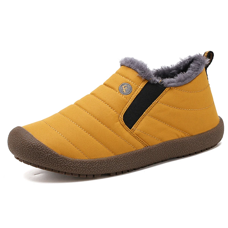 6822yellow Мужские ботинки анти-скольжения кожаной обуви Для мужчин популярные удобные Демисезонный Мужская обувь короткие плюшевые ботильоны на зиму прочная, долговечная подошва - Цвет: 6822yellow